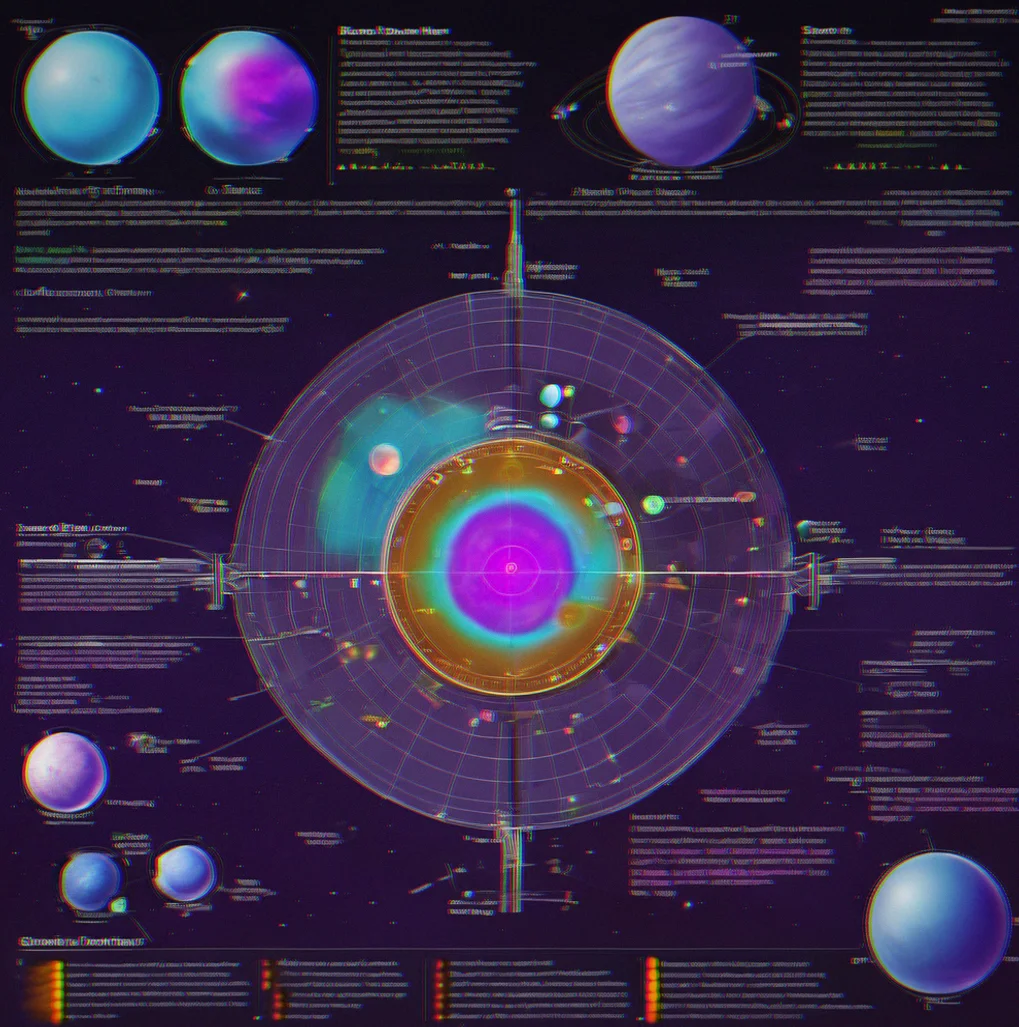 Star system scan showing resource density heat map with orbital bodies and mineral concentrations